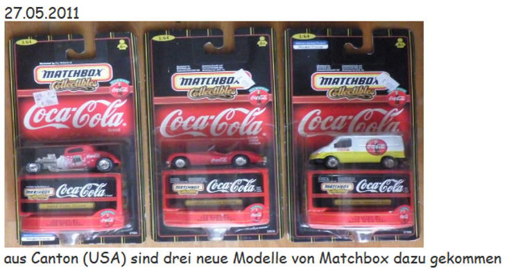 2011 Coca Cola Matchbox Modelle