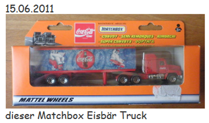 2011 Coca Cola Matchbox Truck