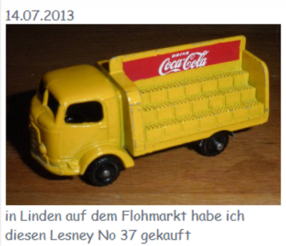 2013 Coca Cola Matchbox Lesney No 37