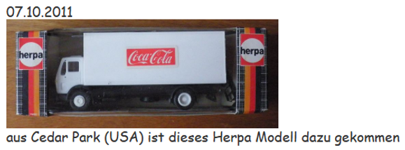 2011 Coca Cola Herpa Truck