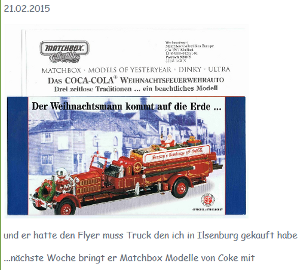 2015 Coca Cola Matchbox Prospekt