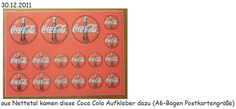 2011 Coca Cola Aufkleber