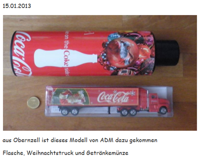 2013 Coca Cola Ersatzflasche mit ADM Truck