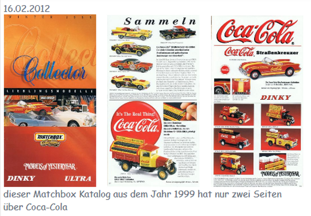 2012 Coca Cola Matchbox Katalog