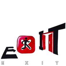 Calligraphy word “Exit,” used for event risk management, safety routing, and contingency planning in Thai venues.