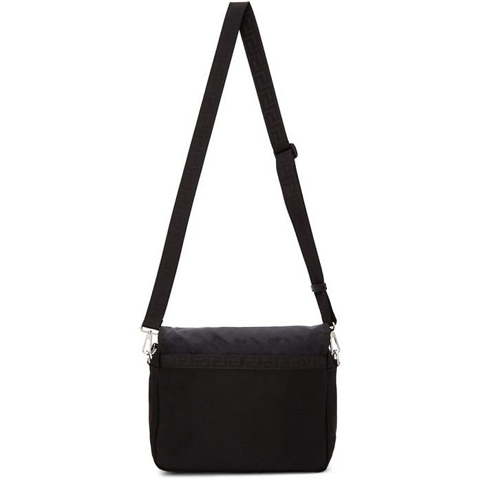 Thumbnail: Versace Black & Navy Nylon Greek Drawing Messenger Bag