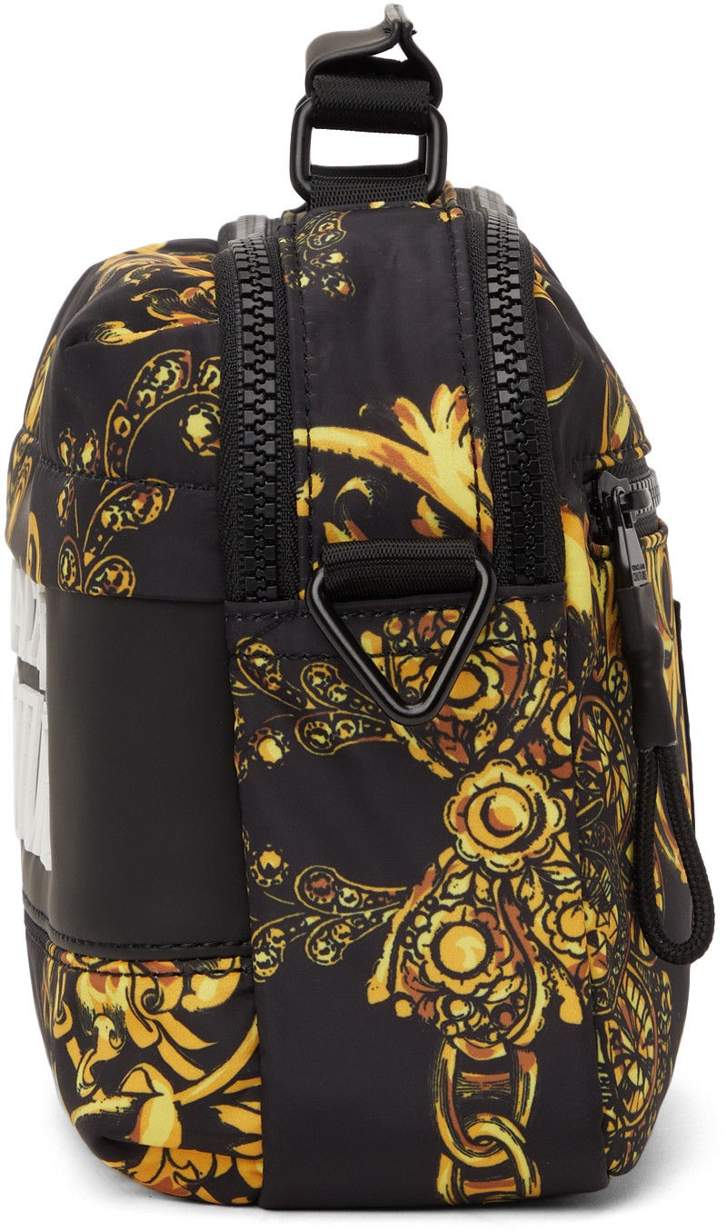 Thumbnail: VERSACE JEANS COUTURE Black & Gold Logo Messenger Bag