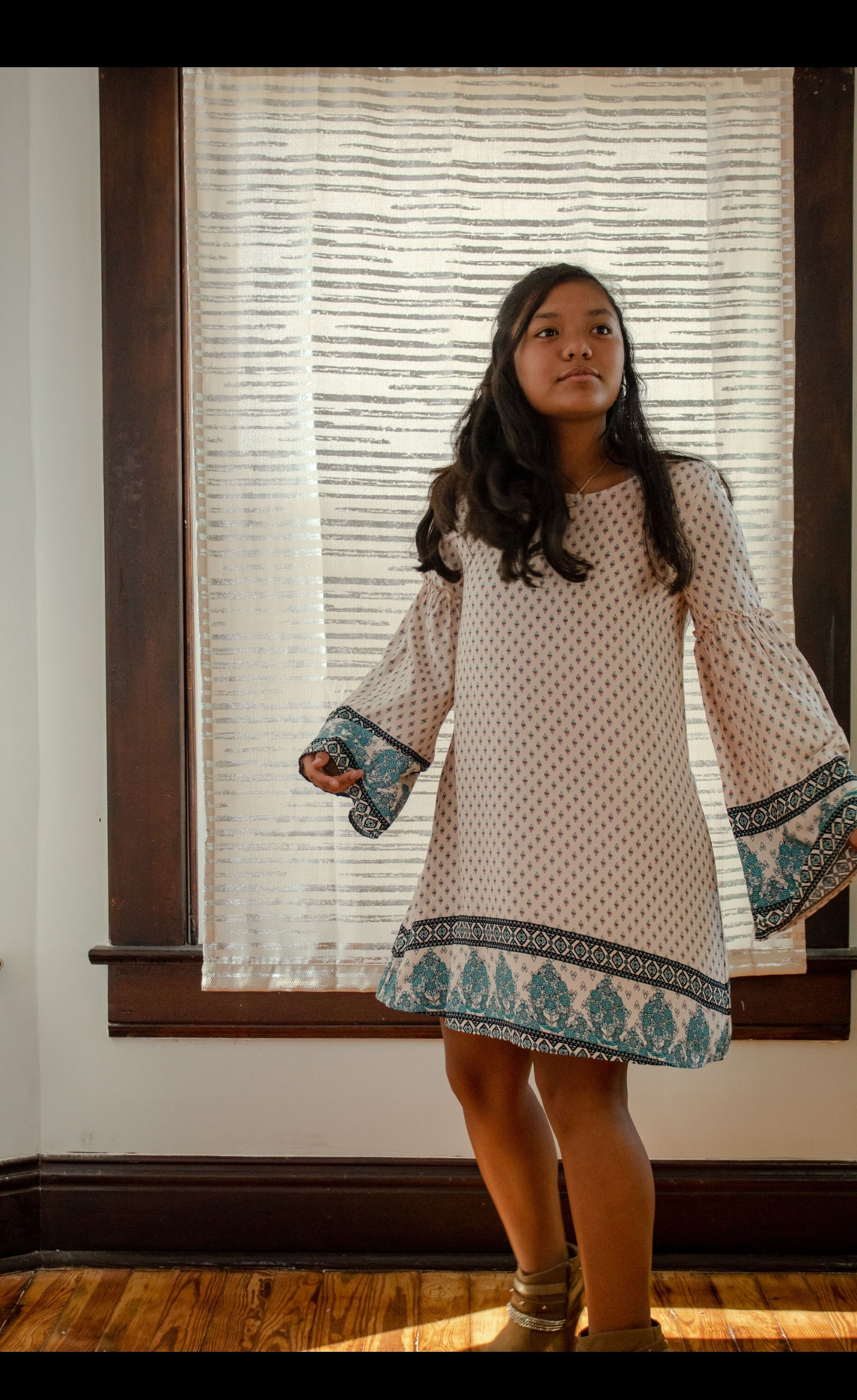 Taupe Jade Long Sleeve Swing Dress