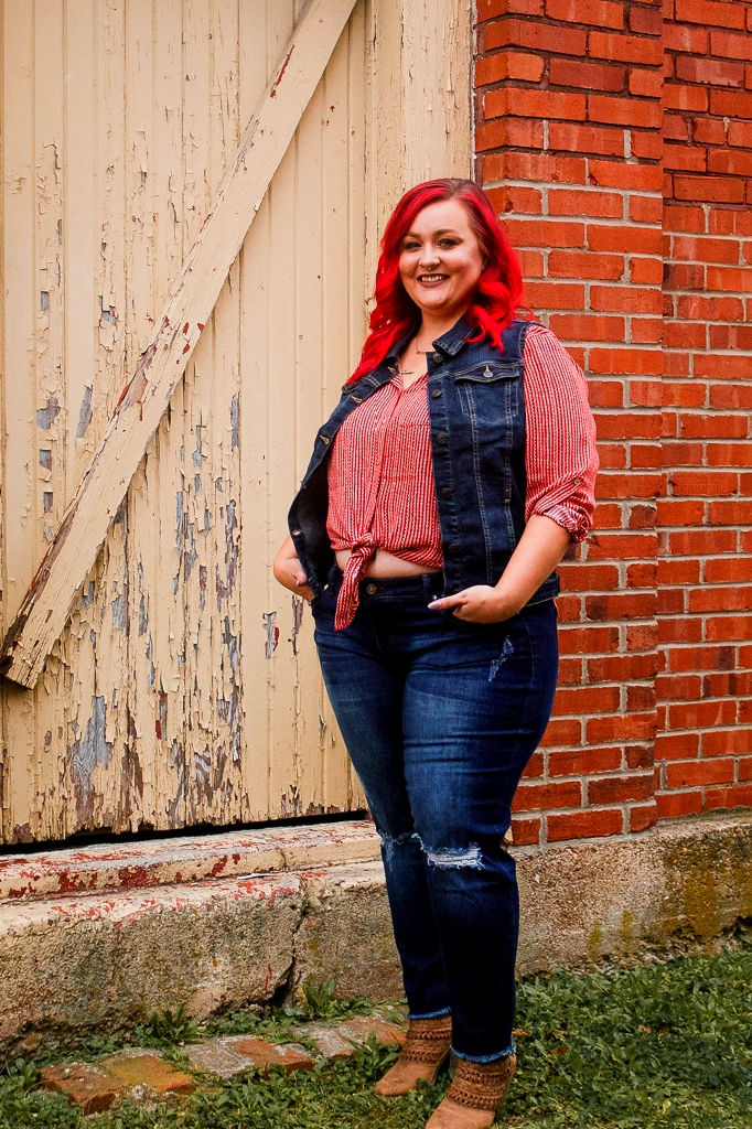 Thumbnail: Kancan Plus Size Darkwash Distressed Ankle Skinny Jean