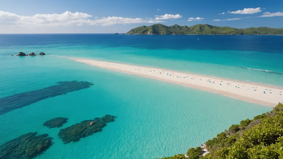 Eye-level view of Matira Beach with turquoise water