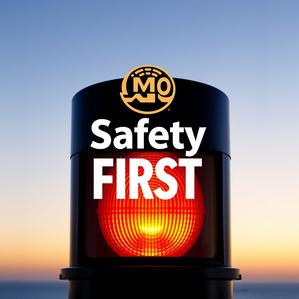 Safety First: Highlighting the importance of safety preparedness at sunrise with a glowing red warning light.