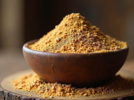 প্রাকৃতিক কাঠের বাটিতে সযত্নে রাখা Treak Seed Powder, যা খাবারের স্বাদ এবং স্বাস্থ্যগুণ বৃদ্ধি করে।
