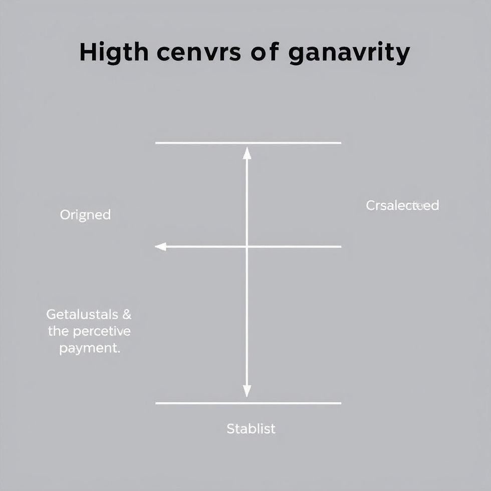 Graphical representation of abstract concepts with terms like "Higth cenvrs of ganavrity," incorporating four axes labeled "Origned," "Getalustals & the percetive payment," "Crsalectued," and "Stablist."
