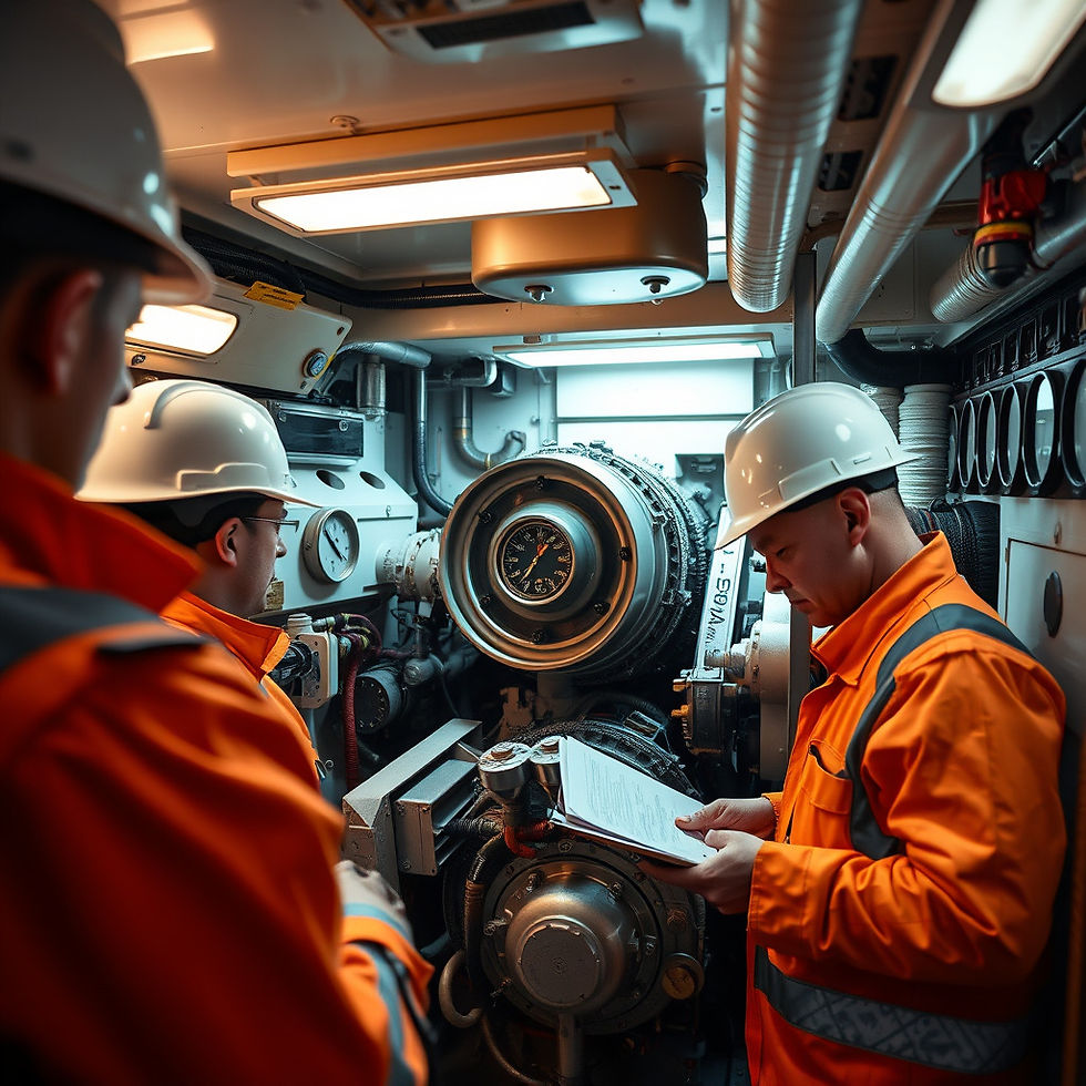 Engineers conduct a thorough inspection in an industrial control room, meticulously reviewing documentation and ensuring all systems are operational.