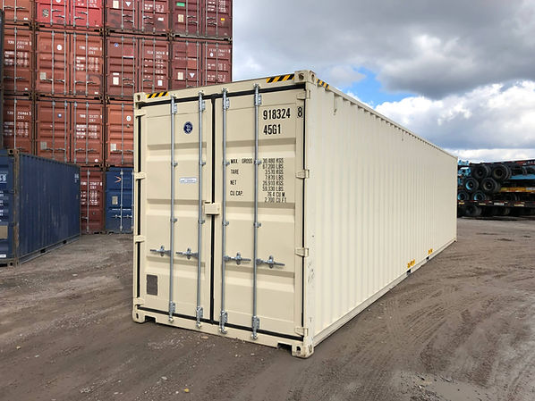 40ft-High-Cube-One-Trip-Shipping-Container-for-Sale-at-Intermodal-Depot-Cargo-Doors-front-