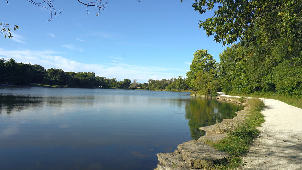 serene lake with calm water reflecting the blue sky in Warrenville