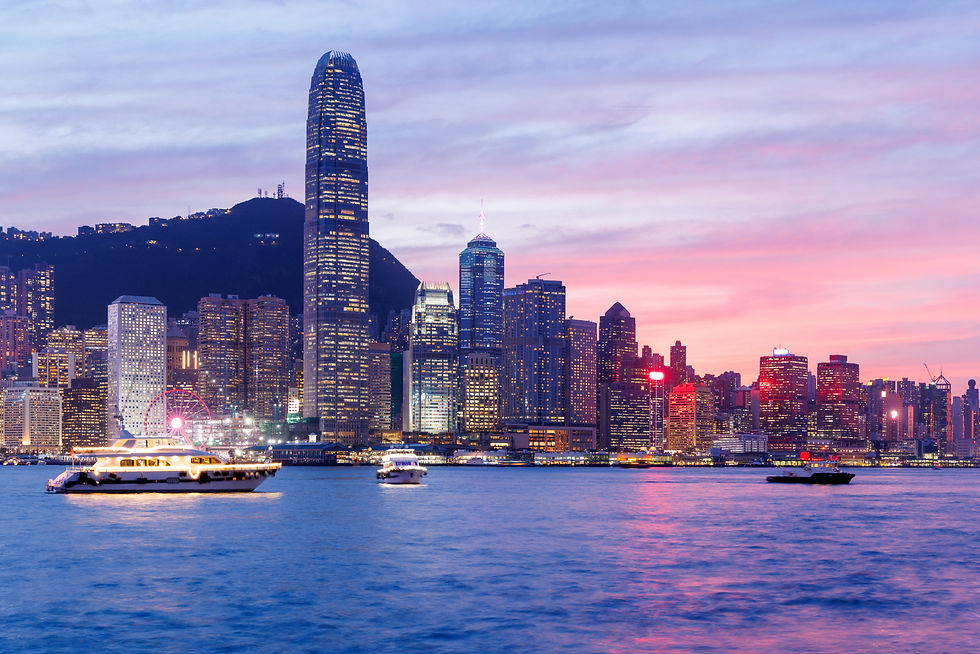 Hong Kong Skyline And Victoria Harbour At Sunset, Hong Kong, China