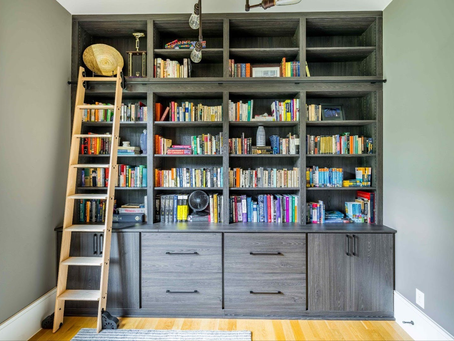 Rolling Ladders Maximize Storage in Your Home Library