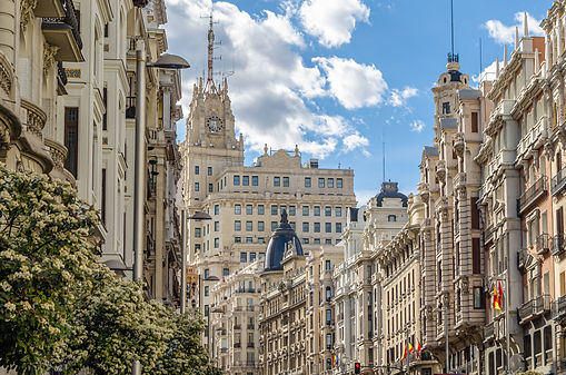 Gran Via Street And Historic Architecture In Madrid, Spain