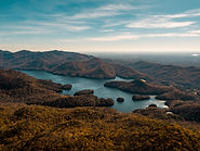 Scenic mountain and lake landscape near Travelers Rest, South Carolina