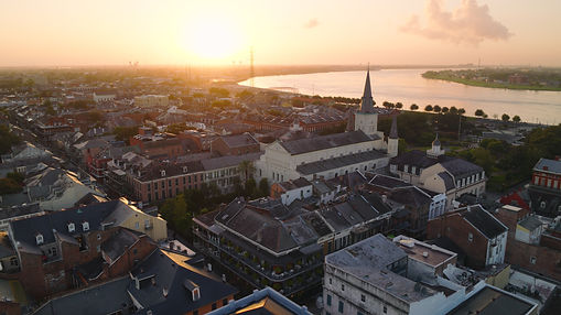 Historic New Orleans, Louisiana Skyline Along The Mississippi River At Sunset