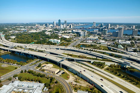 aerial view of oakleaf's city skyline with complex roadways