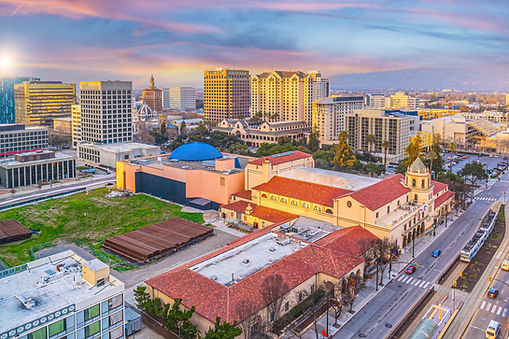 Downtown San Jose Skyline With Historic Buildings And Modern High-Rises, San Jose, California