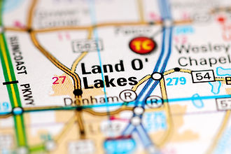 Map of land o' lakes, fl