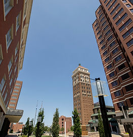 Price Tower and Downtown Skyline in Bartlesville, Oklahoma