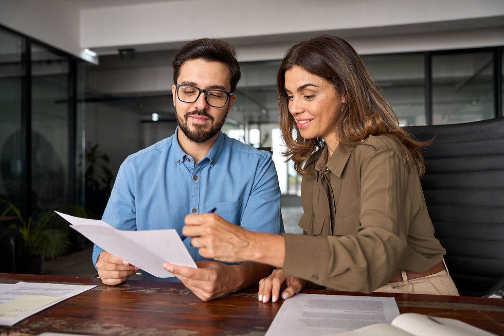 woman financial advisor presenting proposal to client
