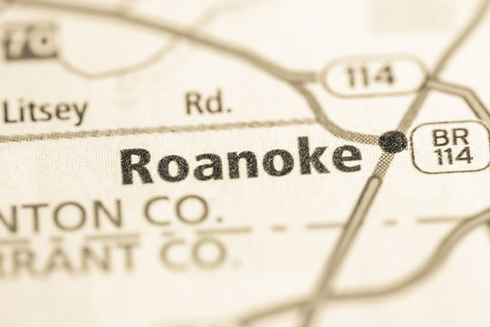Pin map showing Roanoke