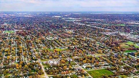 drone shot of downtown in grant mi