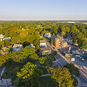 Aerial View of Reading, Massachusetts Showing Tree-Lined Neighborhood and Downtown Area