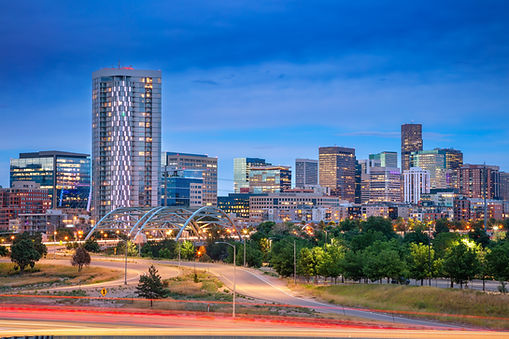 Downtown Denver Skyline With Modern Buildings At Blue Hour, Denver, Colorado