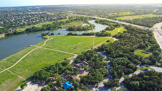 Lush field and peaceful lake