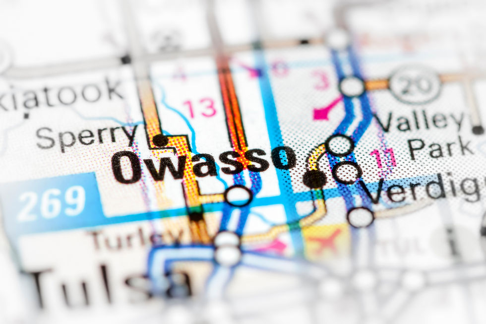 Close-Up Map Highlighting Owasso, Oklahoma