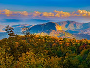 Blue Ridge Mountain landscape with colorful fall foliage near Brevard, North Carolina
