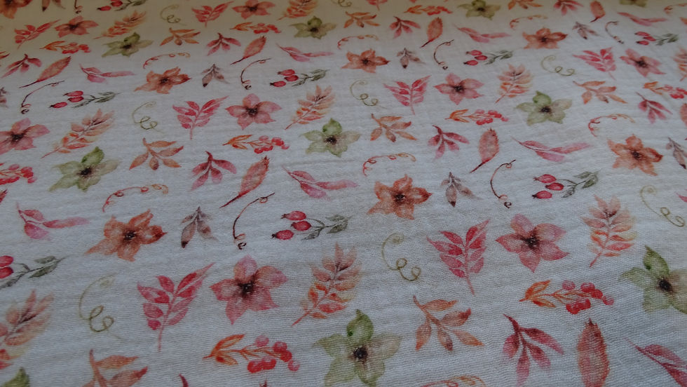 Double gaz beige fleurs