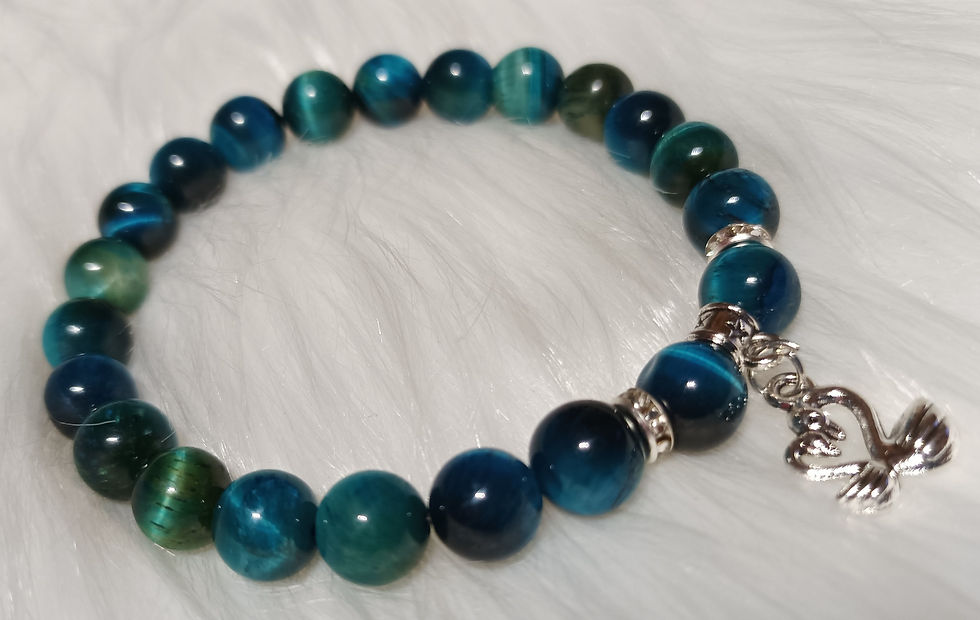 Miniatura: Bransoletka kamień Tygrysie Oko z zawieszką łabędzie