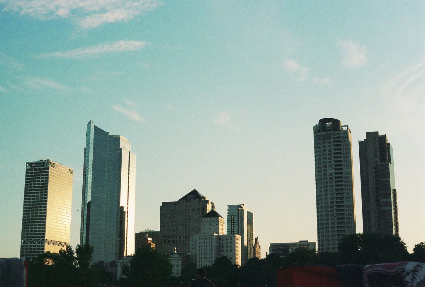 Milwaukee skyline at sunset in the summer