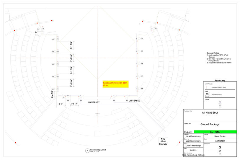 Light plot for the musical All Night Strut