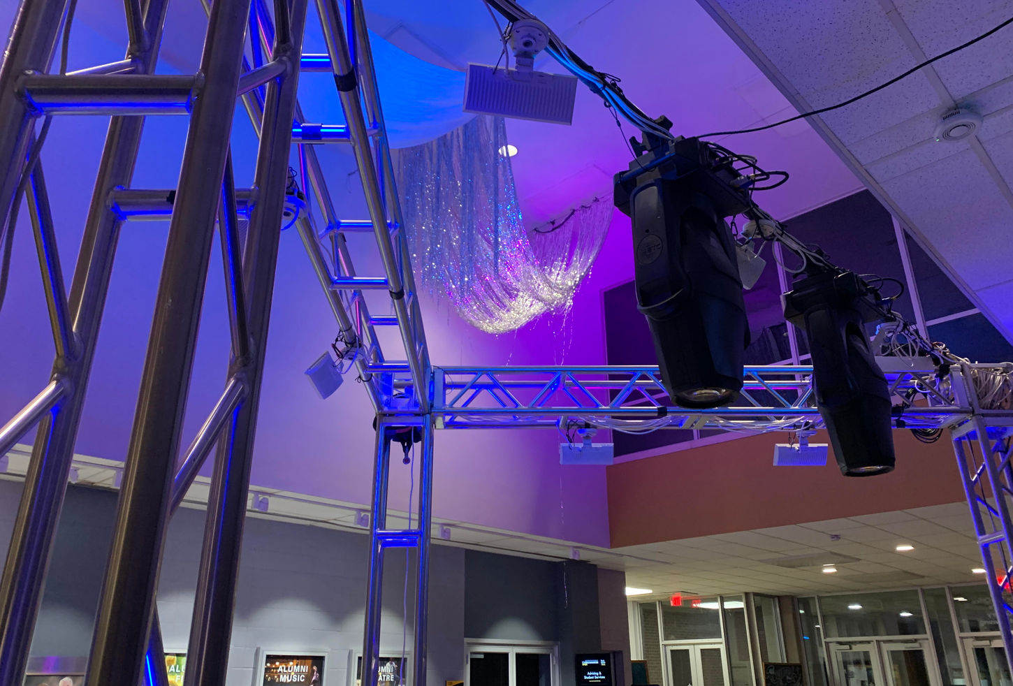 Lighting rig installation Peck School of The Arts, lighting design Jack Kannenberg