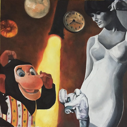 "Space Chimp" Original 12" x 12"