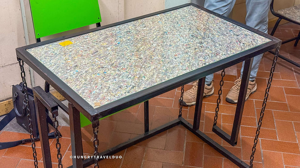 My favorite upcycled piece from Plastimer Ecoboards: a 'floating' work table