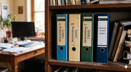 Verstaubte Skripte aus alten Weiterbildungen. Lernerfolg: Null