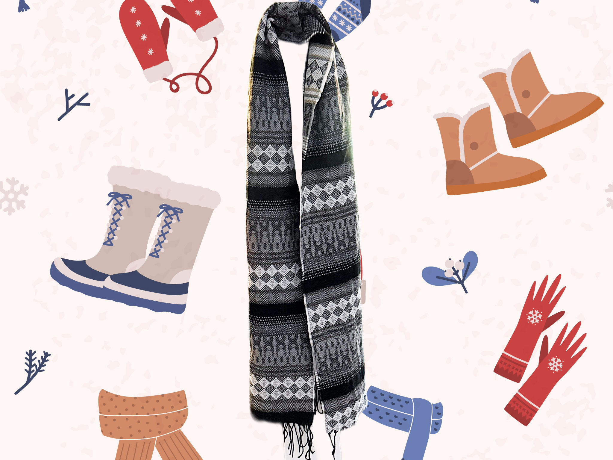 Apt 9 Gray Patterned Scarf