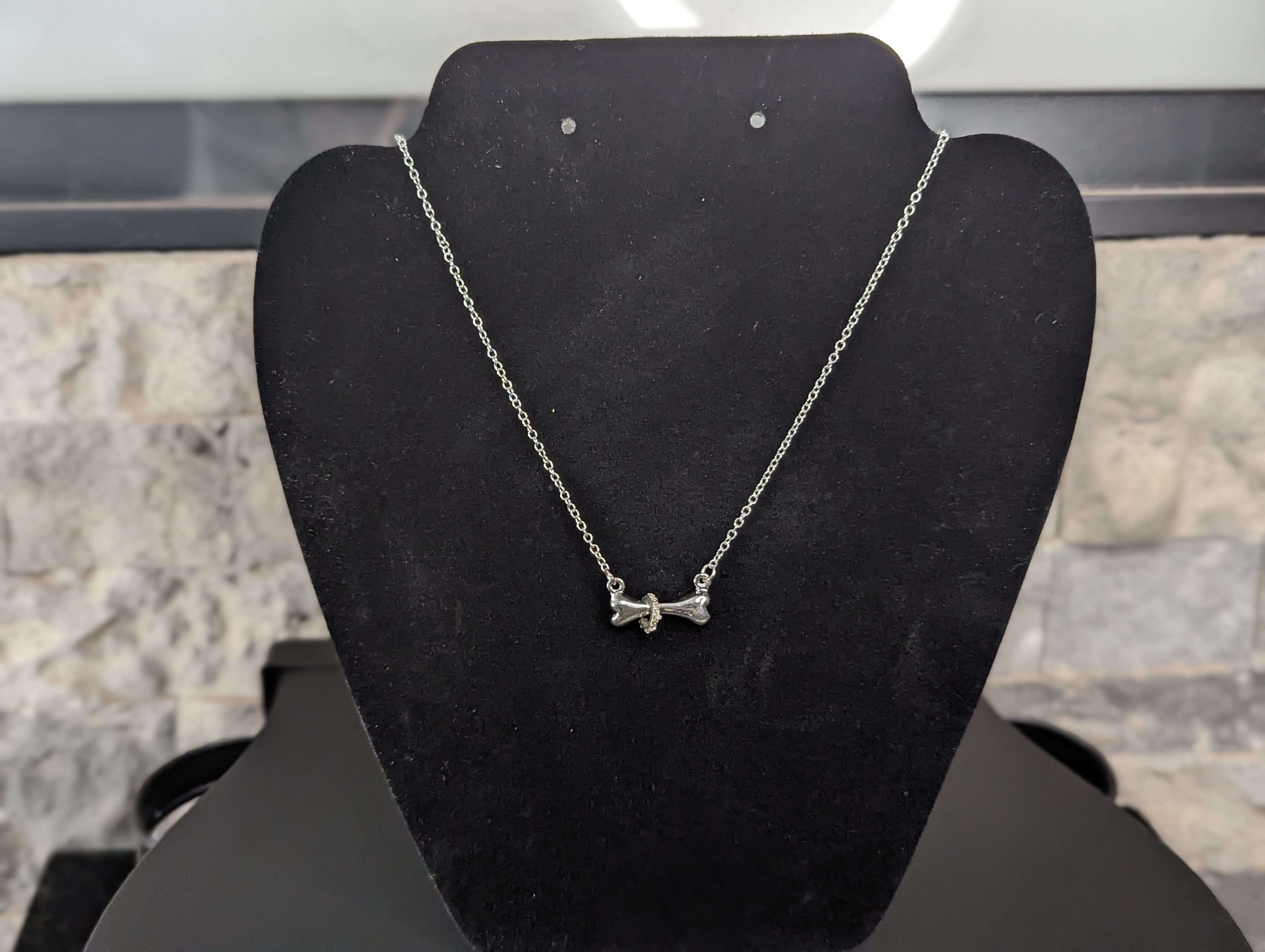 Silver Colored Bone Necklace
