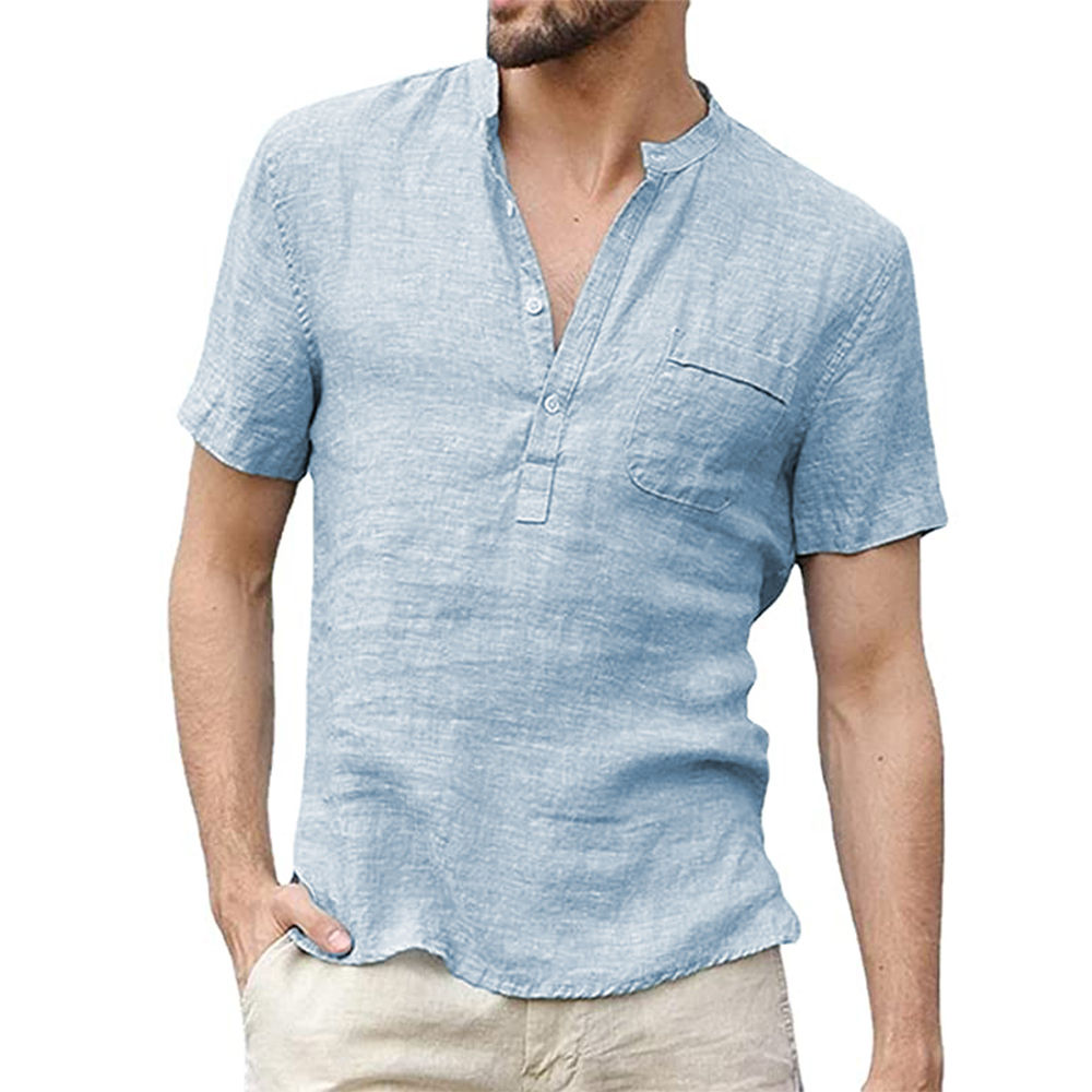 New Summer Collection, Short-sleeved T-shirt In Cotton and Linen, Casual Style.