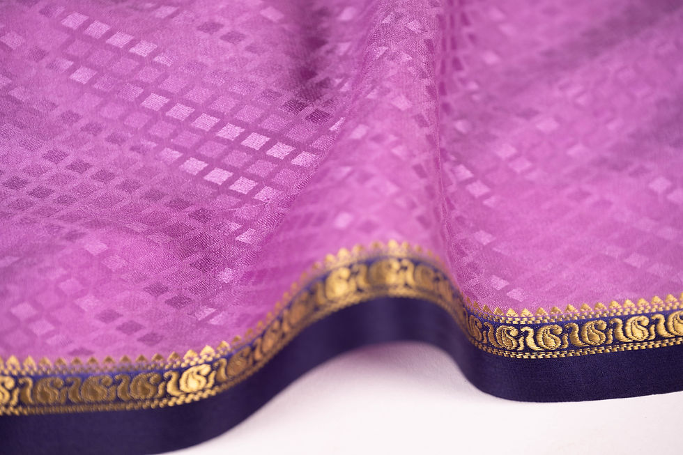 Lavender Pure Crepe Silk Saree