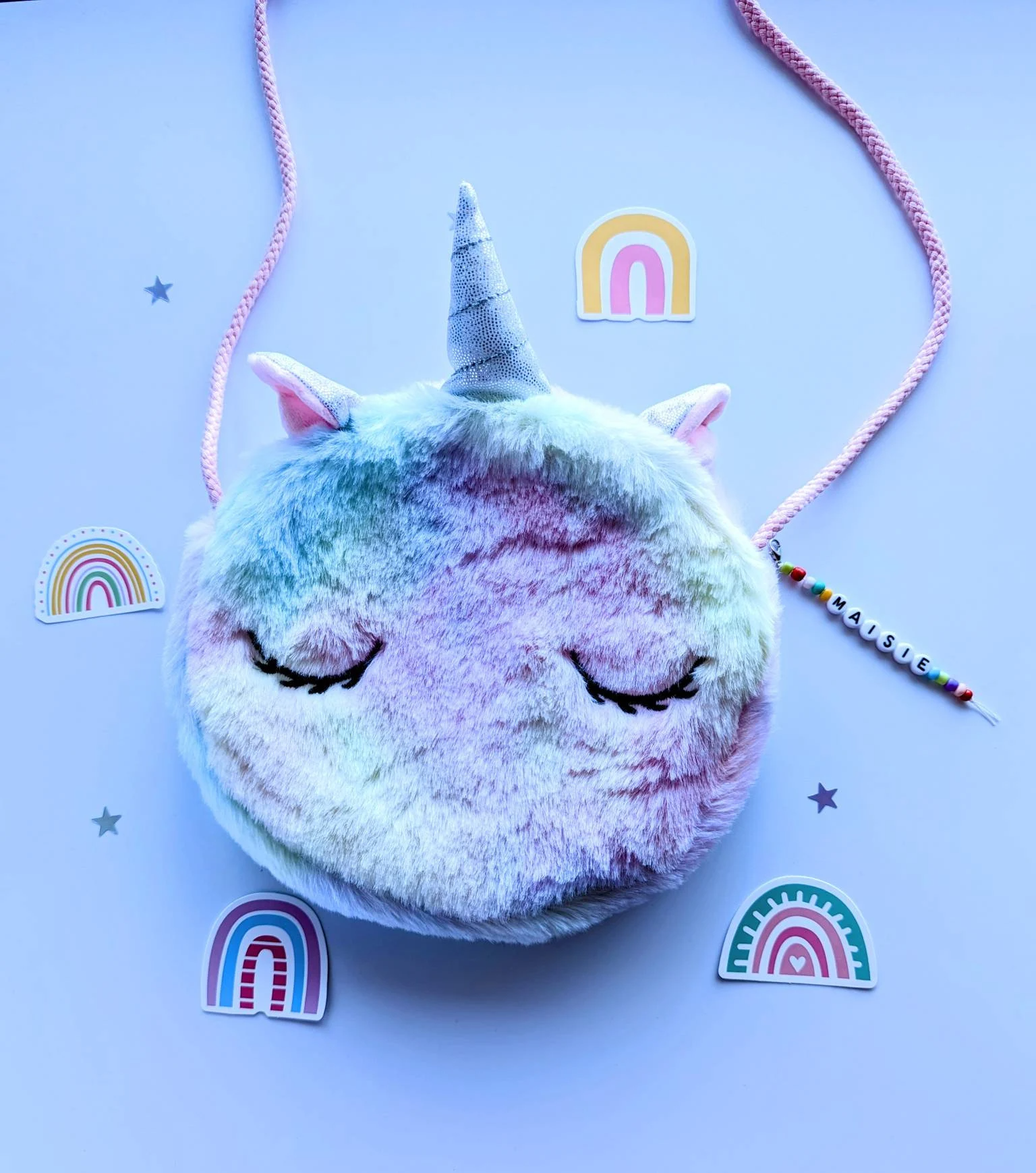 Rainbow unicorn bag, gift for a girl, personalised unicorn bag,